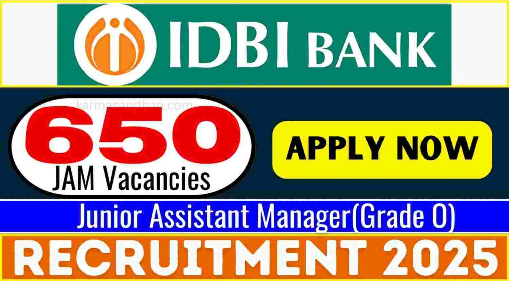 IDBI Bank Junior Assistant Manager JAM Grade Recruitment 2025