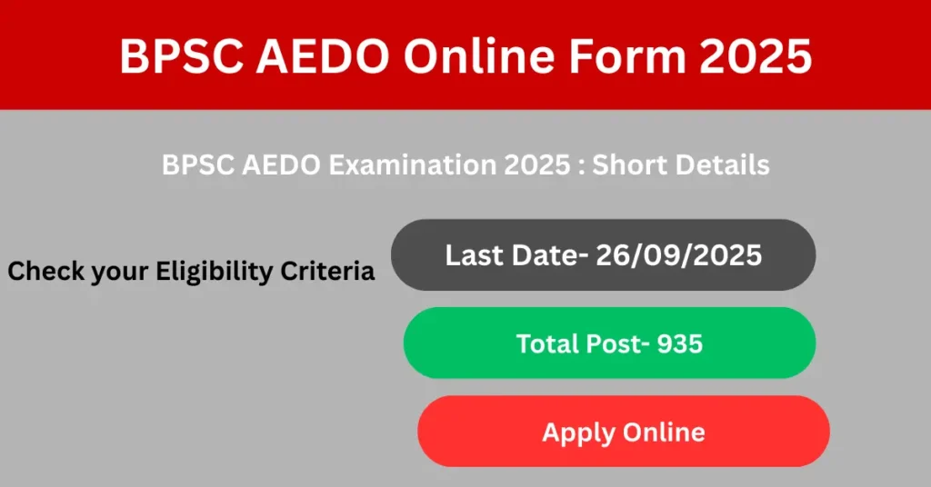 BPSC AEDO Online Form 2025