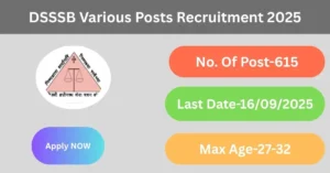 DSSSB Various Posts Recruitment 2025